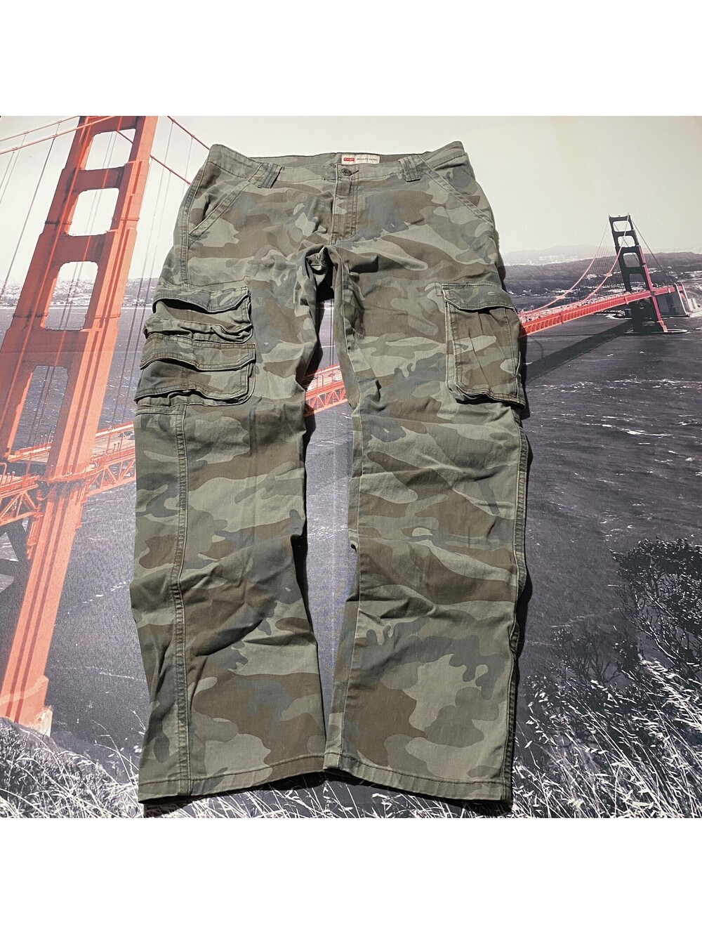 Wrangler Camo Cargo Pants Mens Size 32x30 Fits 33x30 Camo Regular Taper Stretch